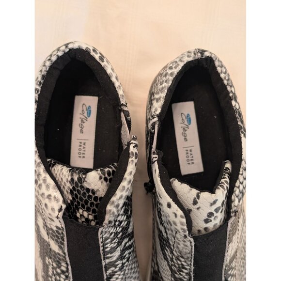 Womens Aqua College Waterproof Sneakers Snake Print High-Top Side Zipper Sz 8.5 - Picture 2 of 13